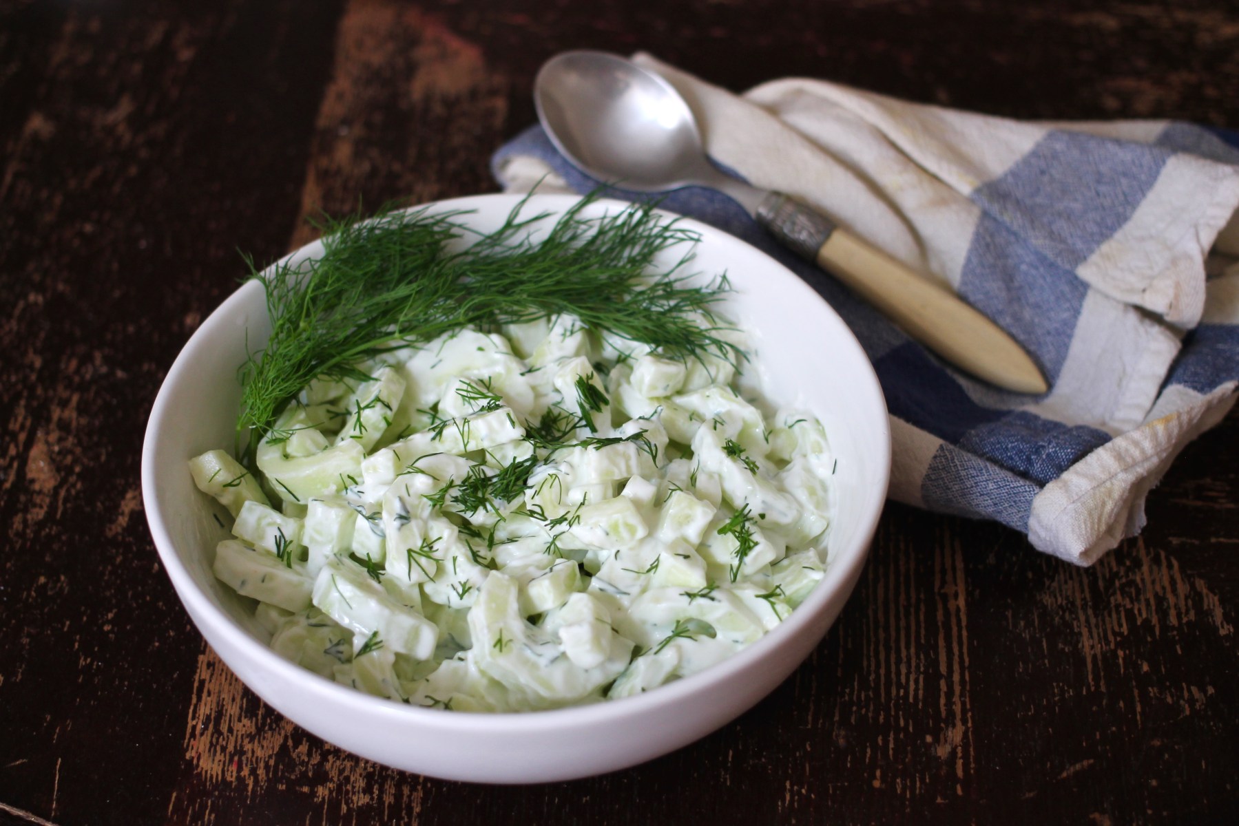 Cucumber Salad with Garlic-Dill Yogurt Sauce